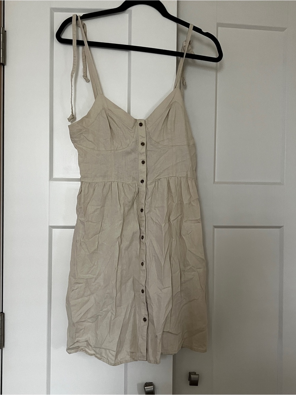 aerie Cream Button-Front Spaghetti Strap Sundress